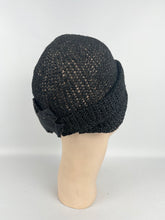 Load image into Gallery viewer, Original 1920s Black Cloche in Fine Crochet - Sunson Labelled Vintage Hat