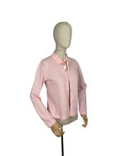 Load image into Gallery viewer, Original 1950's Pink Machine Knitted Bed Jacket with Satin Bow Tie - Sweet Cardigan - Bust 36