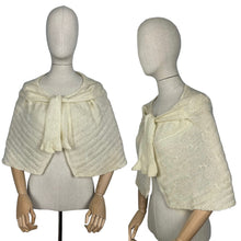 Load image into Gallery viewer, Original 1930's 1940's Hand Knitted Bed Cape in Cream Wool - Bust 34 36