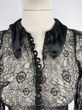 Load image into Gallery viewer, Original 1930s Black Lace Tunic Blouse with Asymmetrical Finish - Bust 32 33 34