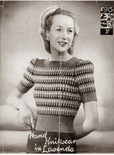 Load image into Gallery viewer, Reproduction 1940’s Hand Knitted Striped Jumper in Grey, Mustard, Purple, Green and Red - Bust 32 34 36