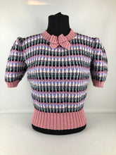 Load image into Gallery viewer, Reproduction 1940s Waffle Stripe Jumper Knitted from a Wartime Pattern - B 38 39 40 41 42
