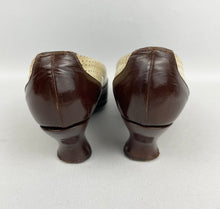 Load image into Gallery viewer, Original 1930's Two-Tone Brown and Cream Court Shoes with Punch Detail - UK 4*