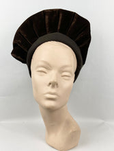 Load image into Gallery viewer, Incredible 1940s Chocolate Brown Felt and Velvet Hat With Huge Stand Up Brim and Bow Trim