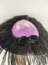Load image into Gallery viewer, Fabulous Original 1950s Platter Hat in Purple Velvet with Black Ostrich Feather Trim
