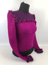 Load image into Gallery viewer, 1940s Reproduction Long Sleeved Jumper in Dark Plum and Magenta - Bust 33 34