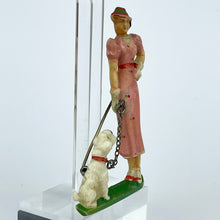 Load image into Gallery viewer, Charming Original 1930's or 1940's Lady walking a Scottie Dog Brooch