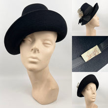 Load image into Gallery viewer, Original Vintage Jacoll Black Felt Hat with Feather Trim
