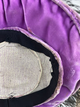 Load image into Gallery viewer, Fabulous Original 1950s Platter Hat in Purple Velvet with Black Ostrich Feather Trim