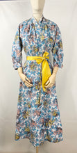 Load image into Gallery viewer, 1950s Blue and Mustard Floral Cotton Dress Robe - Bust 36 38 40