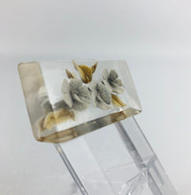 Load image into Gallery viewer, Original 1940s 1950s Reverse Carved Lucite Brooch with Three Blue Flowers*