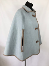 Load image into Gallery viewer, Vintage Wool Cape in Duck Egg Blue and Milk Chocolate Brown Check - Bust 34 36 38