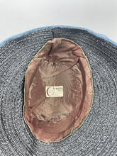 Load image into Gallery viewer, Utterly Charming 1920s 1930s Black Straw Hat with Blue Velvet Trim