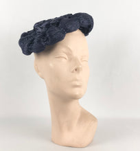 Load image into Gallery viewer, Original 1950s Navy Blue Lacquered Raffia Hat