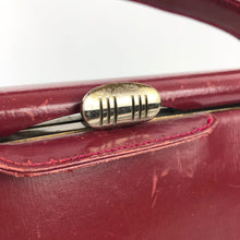 Load image into Gallery viewer, Original 1950s Burgundy Faux Leather Box Bag Made in 1953 for the Coronation