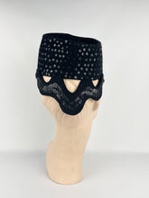 Load image into Gallery viewer, Original 1930s Black Fur Felt and Sequin Evening Hat