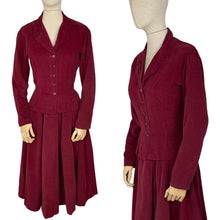 Load image into Gallery viewer, Original 1950's Horrockses Wine Coloured Needle Cord Suit - Bust 36 38
