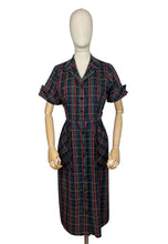 Load image into Gallery viewer, Original 1940’s 1950’s Black and Plaid Fine Cotton Dress with Glass Buttons - Bust 38 *