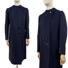 Load image into Gallery viewer, Original 1930s Navy Wool Coat with Beautiful Deco Buttons - Bust 34 36