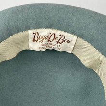 Load image into Gallery viewer, Original 1930’s 1940’s Blue Grey Bogie De Bow Felt Hat with Bow and Net Trim with Matching Hat Pins