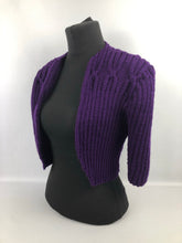 Load image into Gallery viewer, 1940s Style Hand Knitted Bolero in Purple - B 40 42 44 Volup