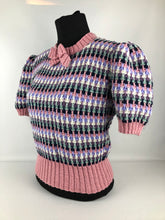 Load image into Gallery viewer, Reproduction 1940s Waffle Stripe Jumper Knitted from a Wartime Pattern - B 38 39 40 41 42