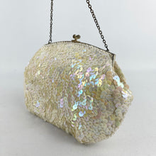 Load image into Gallery viewer, Original 1940's 1950's Pastel Sequin French Evening Bag with Glass Bugle Beads