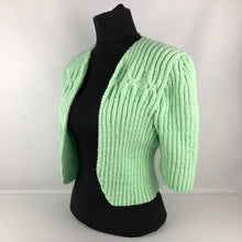 Load image into Gallery viewer, 1940s Reproduction Hand Knitted Bolero in Spring Green - B36 37 38 39 40