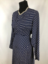 Load image into Gallery viewer, 1940s CC41 Classic Navy and White Polka Dot Dress - Bust 34" 36"