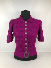 Load image into Gallery viewer, 1940s Reproduction Handknitted Belted Cardigan with Collar from March 1941 - Bust 36 37 38 39 40