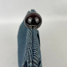 Load image into Gallery viewer, Exceptional Original 1930's Two-Tone Blue Clutch Bag with Cherry Amber Bakelite Clasp