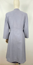 Load image into Gallery viewer, REPRODUCTION 1940s Blue Wool Coat with Burgundy Soutache Trim and Tie Belt - Bust 40 42