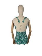 Load image into Gallery viewer, Original 1940's 1950's Martin White Green and White Floral Swimsuit - Vintage Swimwear - Bust 36 *