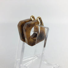 Load image into Gallery viewer, 1940's 1950's Mottled Brown Bakelite Squared off Clip on Hoop Earrings