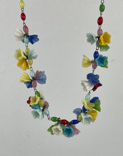 Load image into Gallery viewer, Original 1930's Multi Colour Glass Flower Necklace - Charming Vintage Piece