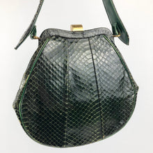 Load image into Gallery viewer, Incredible 1930s 1940s Green Snakeskin and Leather Handbag