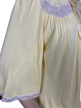 Load image into Gallery viewer, Original 1950's Lemon Yellow Rayon and Lace Bed Jacket with Tie Neck - Bust 36 38