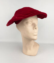 Load image into Gallery viewer, Original 1950's Bright Red Velvet Platter Hat by Jacoll *