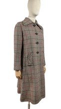 Load image into Gallery viewer, Fabulous Vintage 1970's does 1940's Houndstooth Check Wool Coat in Black, White and Red - Bust 34 35 36
