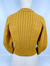 Load image into Gallery viewer, 1930's Reproduction Hand Knitted Long Sleeved Cable Jumper in Mustard Using Beautifully Soft Alpaca - Bust 34 36
