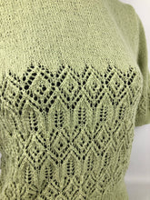 Load image into Gallery viewer, Reproduction 1940s Lace Knit Jumper in Soft Pistachio Green