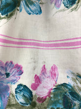 Load image into Gallery viewer, Original 1950s Yellow and Blue Cotton Skirt with Bold Roses Print - Waist 26" 27"