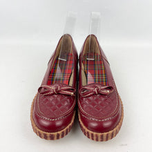Load image into Gallery viewer, Original 1940's 1950's Ox Blood Red Leather Slip on Shoes with Bow Trim - UK 4.5 *