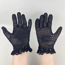 Load image into Gallery viewer, Original 1940's 1950's Dark Blue Crochet Gloves in Heavy Cotton