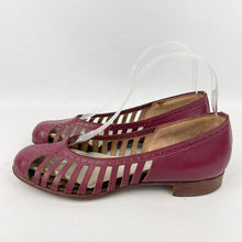 Load image into Gallery viewer, Original 1950’s Burgundy Leather Summer Sandals with Openwork Sides - UK 4 4.5 *
