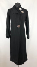 Load image into Gallery viewer, 1930s Black Boucle Wool Coat with Mother Of Pearl Buttons and Double Collar - Bust 36