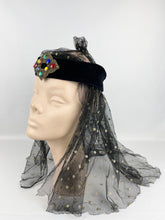 Load image into Gallery viewer, Absolutely Fabulous 1920s 1930s Headdress in Black Velvet, Net and Glitter