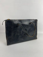 Load image into Gallery viewer, Original 1930's Blue Leather Handbag with Embossed Dog Detail