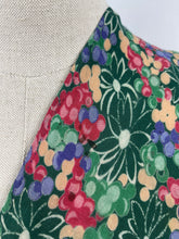 Load image into Gallery viewer, Original 1930's Soft Silk Scarf or Headscarf in Green, Magenta, Purple, White and Brown - Great Christmas Gift