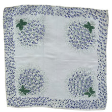 Load image into Gallery viewer, Original 1940's Pretty Crepe Hankie with Floral Sprays in Purple and Green - Great Gift Idea